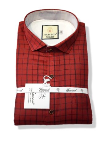 Dark red checks shirt