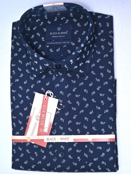 Navy blue printed shirt - Image 3