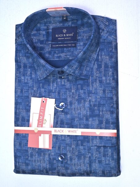 Navy blue printed shirt - Image 3