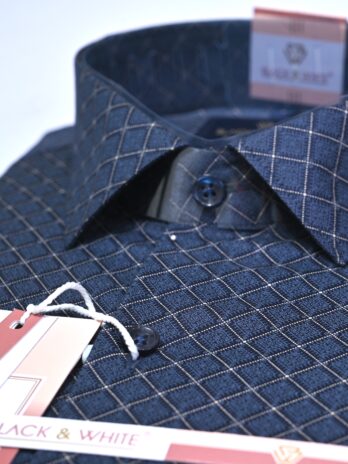 Navy blue printed checks shirt