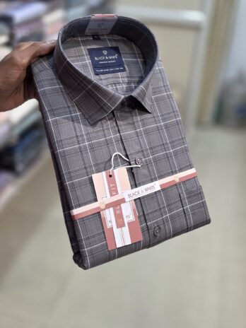 Formal Checked Shirt Grey
