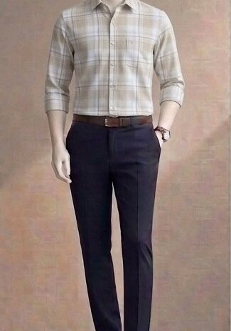 Checked Formal Shirt Beige