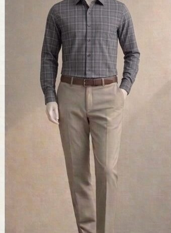Formal Checked Shirt Grey